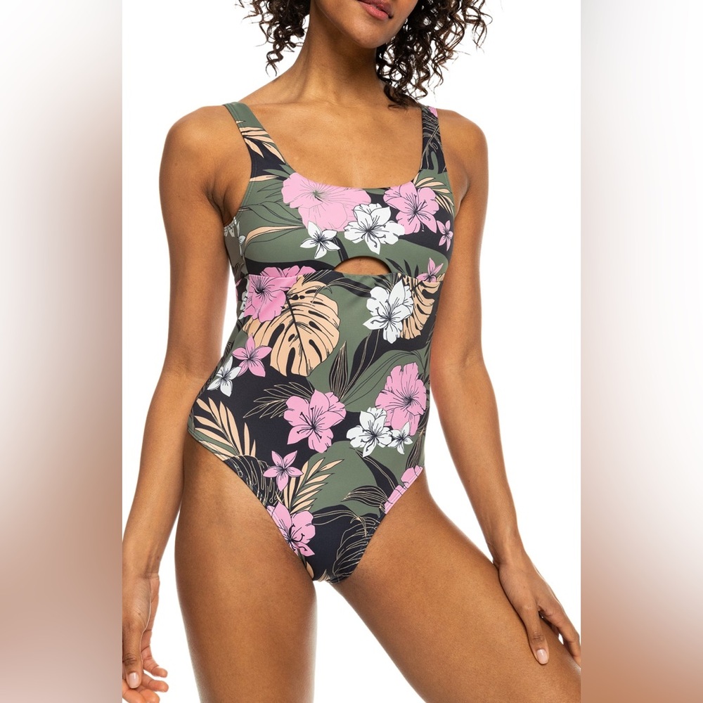 🌊 NWT ROXY 🌊 swimsuit XXL Pro the Double Line One-Piece Swimsuit “Anthracite”